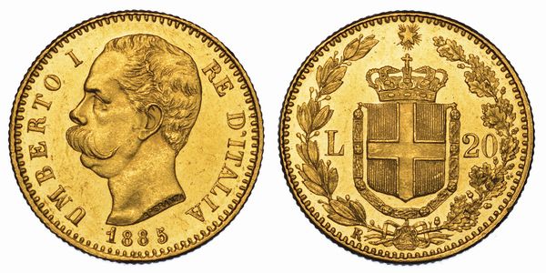 REGNO D'ITALIA. UMBERTO I DI SAVOIA, 1878-1900. 20 Lire 1885.  - Asta Numismatica - Associazione Nazionale - Case d'Asta italiane