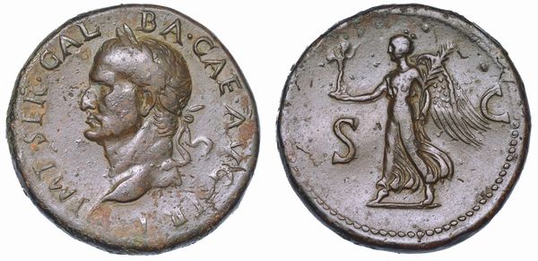 GALBA, 68-69. Sesterzio, Giugno - Agosto 68.  - Asta Numismatica - Associazione Nazionale - Case d'Asta italiane