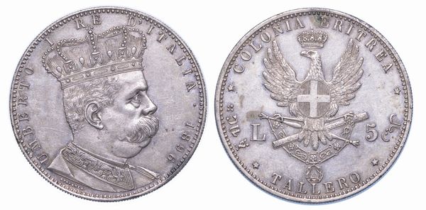 COLONIA ERITREA. UMBERTO I DI SAVOIA, 1890-1896. Tallero 1896.  - Asta Numismatica - Associazione Nazionale - Case d'Asta italiane