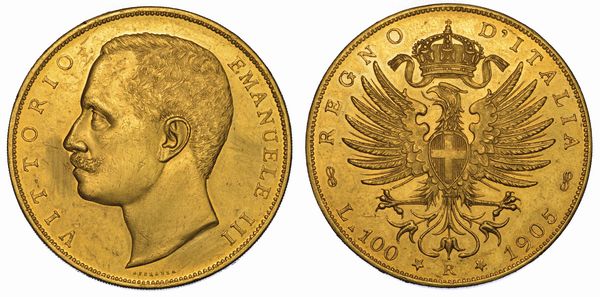 REGNO DITALIA. VITTORIO EMANUELE III DI SAVOIA, 1900-1946. 100 Lire 1905. Aquila Sabauda.  - Asta Numismatica - Associazione Nazionale - Case d'Asta italiane