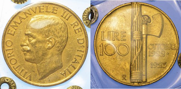 REGNO D'ITALIA. VITTORIO EMANUELE III DI SAVOIA, 1900-1946. 100 Lire 1923. Fascio.  - Asta Numismatica - Associazione Nazionale - Case d'Asta italiane