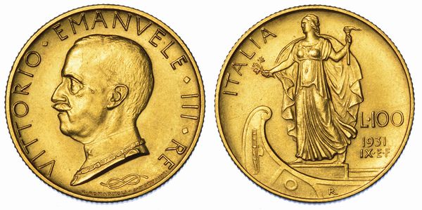 REGNO D'ITALIA. VITTORIO EMANUELE III DI SAVOIA, 1900-1946. 100 Lire 1931/A. IX. Italia su prora.  - Asta Numismatica - Associazione Nazionale - Case d'Asta italiane