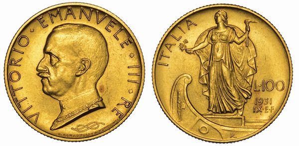 REGNO D'ITALIA. VITTORIO EMANUELE III DI SAVOIA, 1900-1946. 100 Lire 1931/A. IX. Italia su prora.  - Asta Numismatica - Associazione Nazionale - Case d'Asta italiane