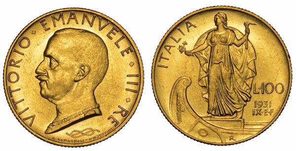 REGNO DITALIA. VITTORIO EMANUELE III DI SAVOIA, 1900-1946. 100 Lire 1931/A. IX. Italia su prora.  - Asta Numismatica - Associazione Nazionale - Case d'Asta italiane