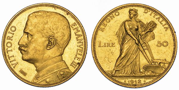 REGNO D'ITALIA. VITTORIO EMANUELE III DI SAVOIA, 1900-1946. 50 Lire 1912. Aratrice.  - Asta Numismatica - Associazione Nazionale - Case d'Asta italiane