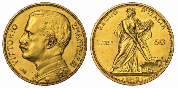 REGNO DITALIA. VITTORIO EMANUELE III DI SAVOIA, 1900-1946. 50 Lire 1912. Aratrice.  - Asta Numismatica - Associazione Nazionale - Case d'Asta italiane