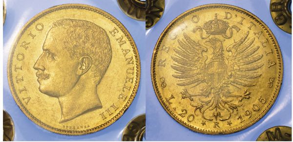 REGNO D'ITALIA. VITTORIO EMANUELE III DI SAVOIA, 1900-1946.<BR> 20 Lire 1905. Aquila.  - Asta Numismatica - Associazione Nazionale - Case d'Asta italiane