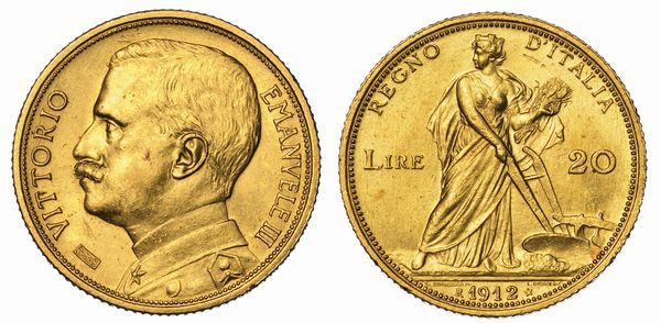 REGNO DITALIA. VITTORIO EMANUELE III DI SAVOIA, 1900-1946. 20 Lire 1912. Aratrice.  - Asta Numismatica - Associazione Nazionale - Case d'Asta italiane