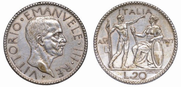 REGNO DITALIA. VITTORIO EMANUELE III DI SAVOIA, 1900-1946. 20 Lire 1927/VI. Littore.  - Asta Numismatica - Associazione Nazionale - Case d'Asta italiane