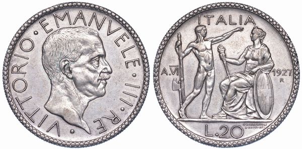 REGNO DITALIA. VITTORIO EMANUELE III DI SAVOIA, 1900-1946. 20 Lire 1927/A. VI. Littore.  - Asta Numismatica - Associazione Nazionale - Case d'Asta italiane