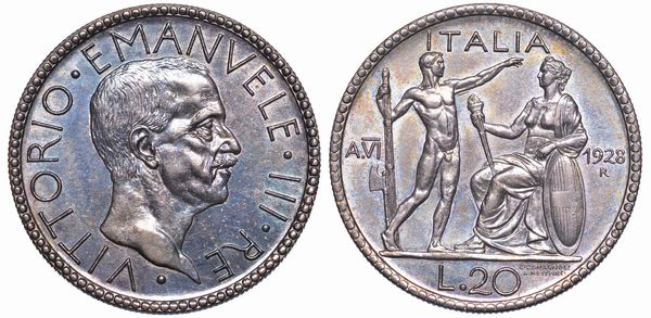 REGNO DITALIA. VITTORIO EMANUELE III DI SAVOIA, 1900-1946. 20 Lire 1928/VI. Littore.  - Asta Numismatica - Associazione Nazionale - Case d'Asta italiane