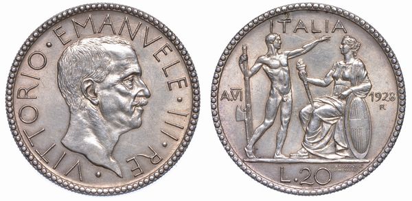 REGNO DITALIA. VITTORIO EMANUELE III DI SAVOIA, 1900-1946. 20 Lire 1928/VI. Littore.  - Asta Numismatica - Associazione Nazionale - Case d'Asta italiane