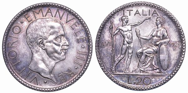 REGNO DITALIA. VITTORIO EMANUELE III DI SAVOIA, 1900-1946. 20 lire 1929/VII. Littore. SERIE PER NUMISMATICI.  - Asta Numismatica - Associazione Nazionale - Case d'Asta italiane