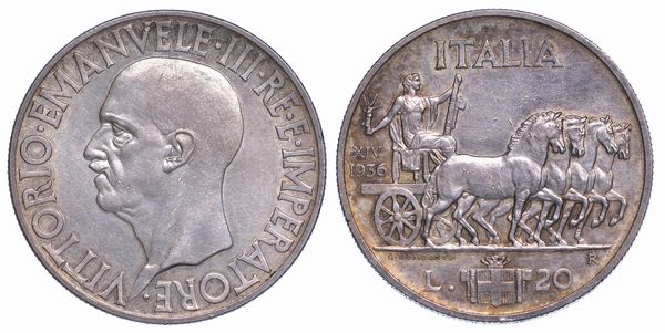 REGNO DITALIA. VITTORIO EMANUELE III DI SAVOIA, 1900-1946. 20 Lire 1936/A. XIV. Impero.  - Asta Numismatica - Associazione Nazionale - Case d'Asta italiane