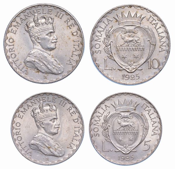 SOMALIA ITALIANA. VITTORIO EMANUELE III DI SAVOIA, 1909-1925. Lotto di due monete.  - Asta Numismatica - Associazione Nazionale - Case d'Asta italiane