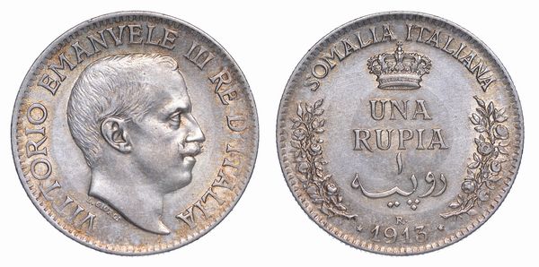 SOMALIA ITALIANA. VITTORIO EMANUELE III DI SAVOIA, 1909-1925.<BR> Rupia 1913.  - Asta Numismatica - Associazione Nazionale - Case d'Asta italiane