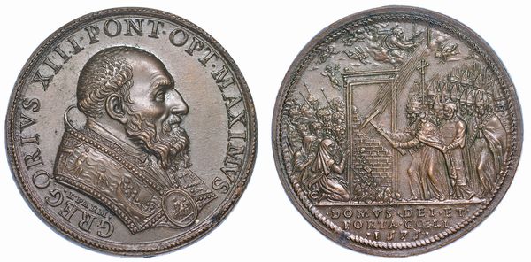 STATO PONTIFICIO. GREGORIO XIII, 1572-1585. Medaglia in bronzo 1575/A. Jub. Riconio.  - Asta Numismatica - Associazione Nazionale - Case d'Asta italiane