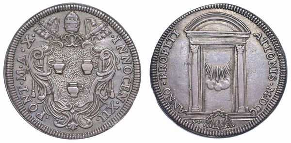 STATO PONTIFICIO. INNOCENZO XI, 1691-1700. Testone 1700/A. X. Anno Santo.  - Asta Numismatica - Associazione Nazionale - Case d'Asta italiane