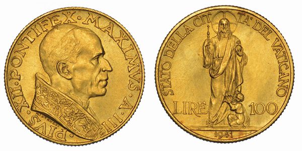 VATICANO. PIO XII, 1939-1958. 100 Lire 1941/A. III.  - Asta Numismatica - Associazione Nazionale - Case d'Asta italiane