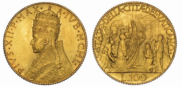 VATICANO. PIO XII, 1939-1958. 100 Lire 1950/A. Iub.  - Asta Numismatica - Associazione Nazionale - Case d'Asta italiane