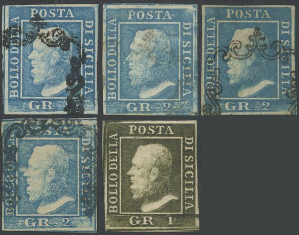 Sicilia - insieme di 5 valori  - Asta Francobolli e Storia Postale - Associazione Nazionale - Case d'Asta italiane