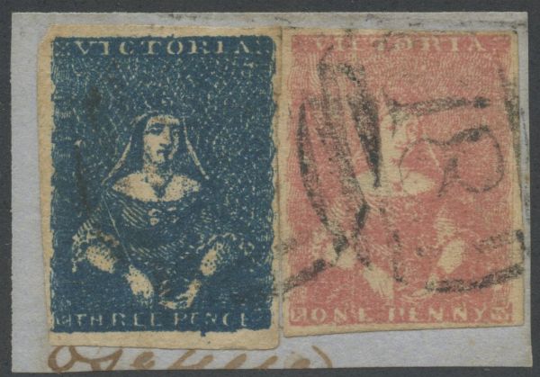 Victoria - Interessante frammento 1c+3c  - Asta Francobolli e Storia Postale - Associazione Nazionale - Case d'Asta italiane