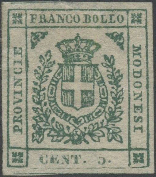 G.P. Modena - 5 cent. verde Scuro  - Asta Francobolli e Storia Postale - Associazione Nazionale - Case d'Asta italiane