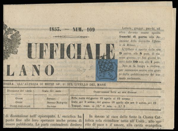 Parma/Francobolli per giornali - 4° giorno d'uso  - Asta Francobolli e Storia Postale - Associazione Nazionale - Case d'Asta italiane