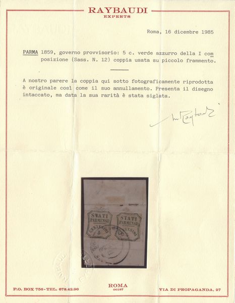 Parma - Governo provvisorio  - Asta Francobolli e Storia Postale - Associazione Nazionale - Case d'Asta italiane