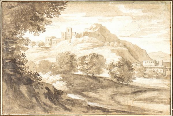 Alessio De Marchis, Attribuito a : Paesaggio con fiume e castello  - Asta Stampe antiche e moderne, disegni e carte geografiche - Associazione Nazionale - Case d'Asta italiane