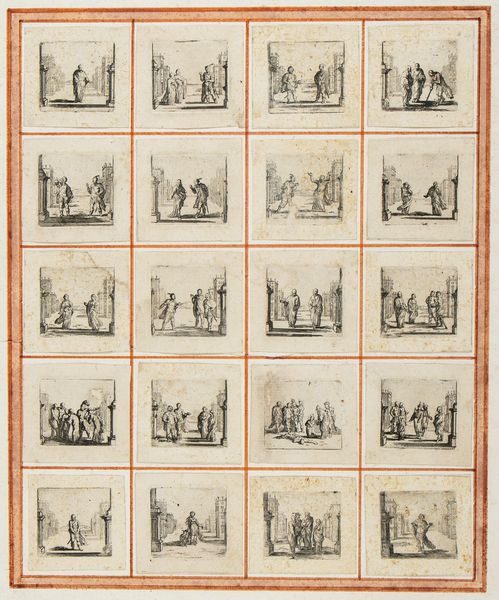 Jacques Callot  , Scuola di : Scene con personaggi e architettura  - Asta Stampe antiche e moderne, disegni e carte geografiche - Associazione Nazionale - Case d'Asta italiane