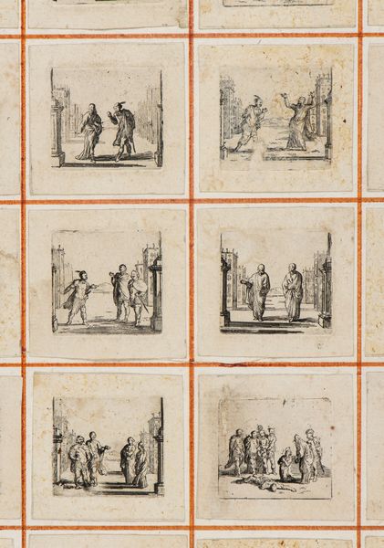 Jacques Callot  , Scuola di : Scene con personaggi e architettura  - Asta Stampe antiche e moderne, disegni e carte geografiche - Associazione Nazionale - Case d'Asta italiane