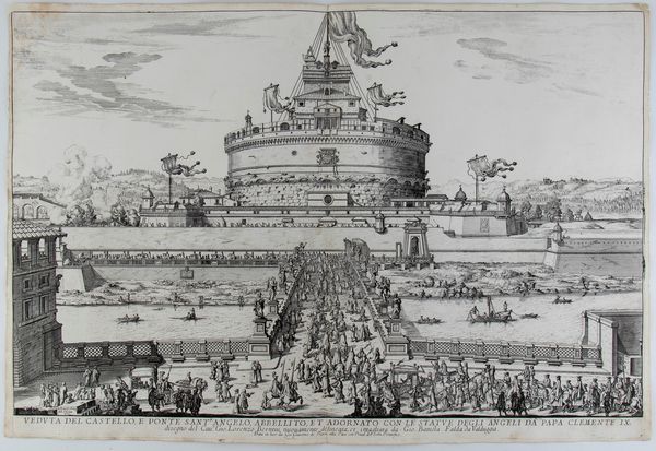 GIOVANNI BATTISTA FALDA : Veduta del Castello, e Ponte Sant'Angelo, abbellito, et adornato con le statue degli angeli da Papa Clemente IX  - Asta Stampe antiche e moderne, disegni e carte geografiche - Associazione Nazionale - Case d'Asta italiane