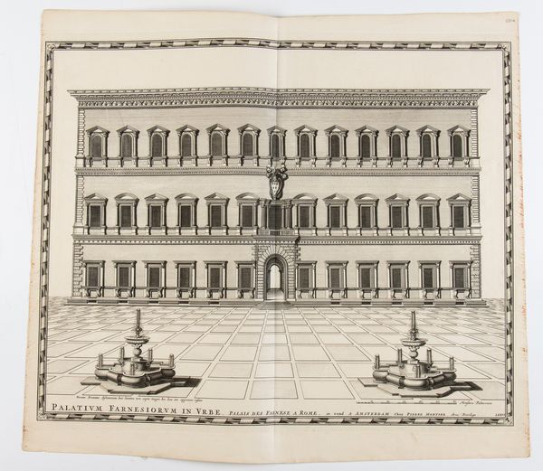 Pierre Mortier : Palatium Farnesiorum in Urbe - Facies interna Palatii Farnesiorum, quod est in Urbe  - Asta Stampe antiche e moderne, disegni e carte geografiche - Associazione Nazionale - Case d'Asta italiane