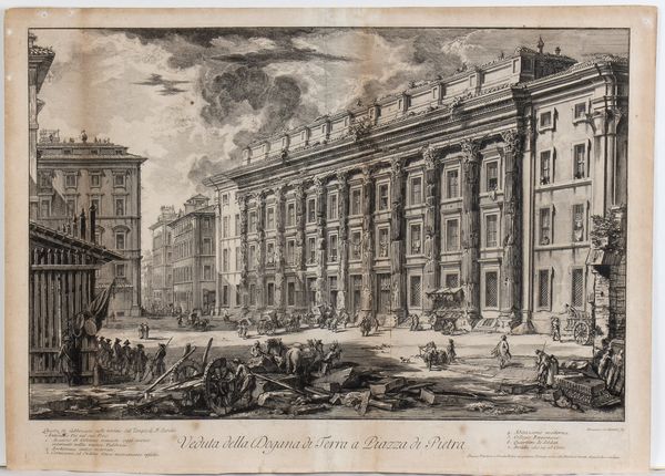 GIOVANNI BATTISTA PIRANESI : Veduta della Dogana di Terra a Piazza di Pietra  - Asta Stampe antiche e moderne, disegni e carte geografiche - Associazione Nazionale - Case d'Asta italiane