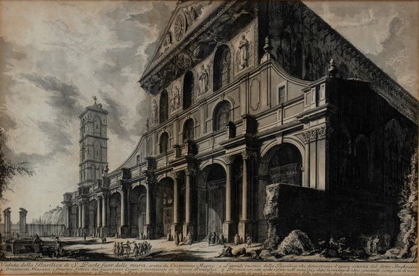 GIOVANNI BATTISTA PIRANESI : Veduta della Basilica di S. Paolofuor delle Mura  - Asta Stampe antiche e moderne, disegni e carte geografiche - Associazione Nazionale - Case d'Asta italiane