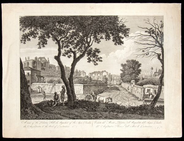 Carlo Labruzzi : A view of the Palatine Hill, the aqueduct of the Acqua Claudia the Ampitheatre  - Asta Stampe antiche e moderne, disegni e carte geografiche - Associazione Nazionale - Case d'Asta italiane