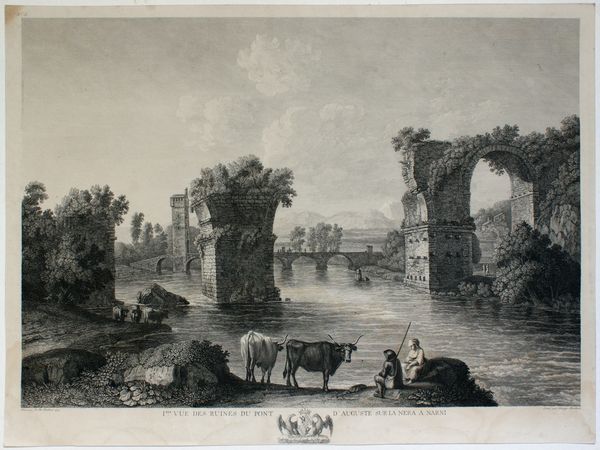 Georg Abraham Hackert : 1.ere vue des ruines du Pont d'Auguste sur la Nera à Narni  - Asta Stampe antiche e moderne, disegni e carte geografiche - Associazione Nazionale - Case d'Asta italiane