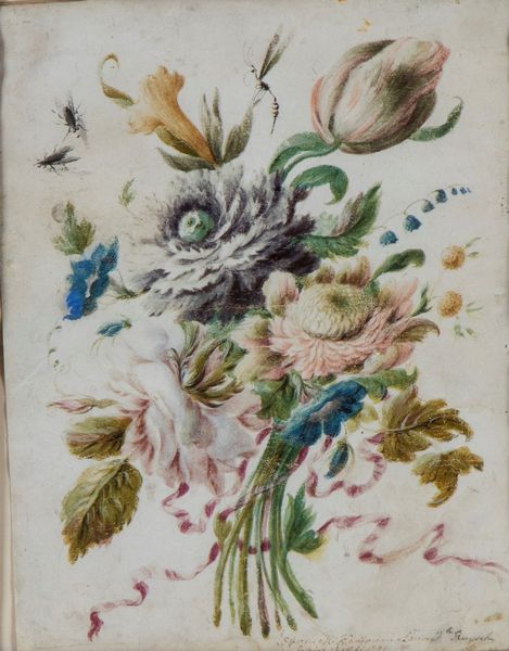 Bouquet con tulipani e peonie  - Asta Stampe antiche e moderne, disegni e carte geografiche - Associazione Nazionale - Case d'Asta italiane