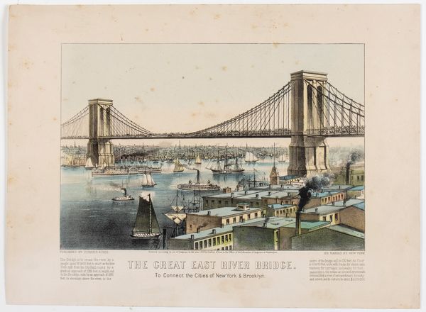 The Great East River Bridge. To connect the cities of New York & Brooklyn  - Asta Stampe antiche e moderne, disegni e carte geografiche - Associazione Nazionale - Case d'Asta italiane