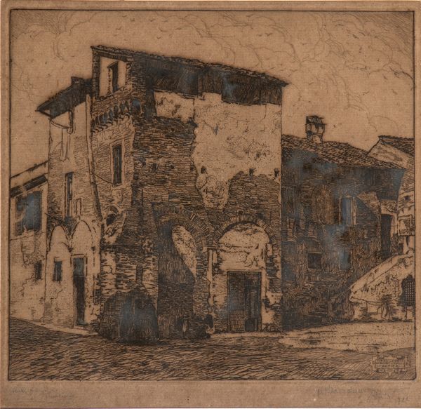 Pier Luigi Bartolucci-Alfieri : Casette vecchie in Trastevere  - Asta Stampe antiche e moderne, disegni e carte geografiche - Associazione Nazionale - Case d'Asta italiane