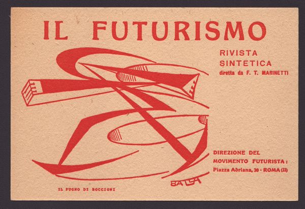 Giacomo Balla : Cartolina Il Futurismo rivista sintetica  - Asta Stampe antiche e moderne, disegni e carte geografiche - Associazione Nazionale - Case d'Asta italiane