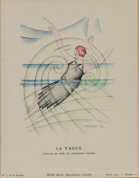 Ernesto Michahelles Thayaht : La Vague. Costume de bain, de Madeleine Vionnet  - Asta Stampe antiche e moderne, disegni e carte geografiche - Associazione Nazionale - Case d'Asta italiane