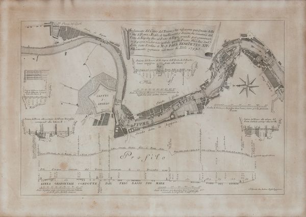 Carlo Nolli : Andamento del corso del Tevere e sue adiacenze... dal Porto di Ripetta fino al Porto di Ripa Grande...  - Asta Stampe antiche e moderne, disegni e carte geografiche - Associazione Nazionale - Case d'Asta italiane