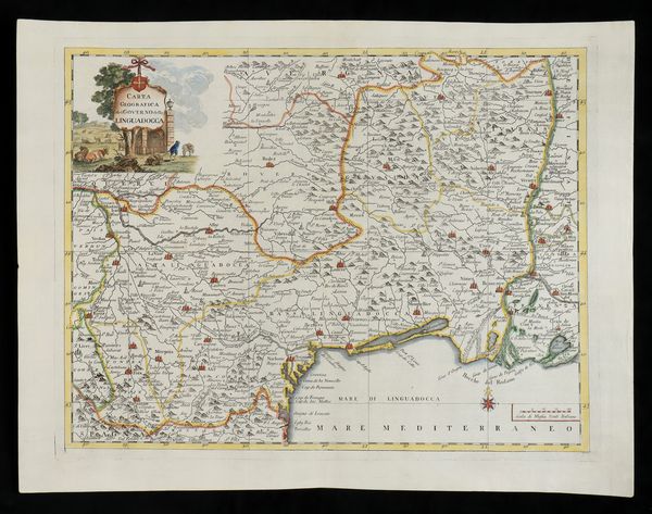 Guillaume de l'Isle (1675-1726) : Carta geografica del Governo della Linguadoca  - Asta Stampe antiche e moderne, disegni e carte geografiche - Associazione Nazionale - Case d'Asta italiane