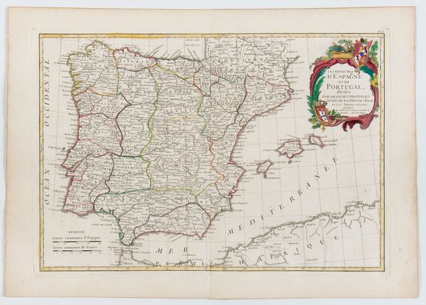 Jean Robert Janvier : Les Royaumes d'Espagne et de Portugal, divisés par grandes provinces  - Asta Stampe antiche e moderne, disegni e carte geografiche - Associazione Nazionale - Case d'Asta italiane