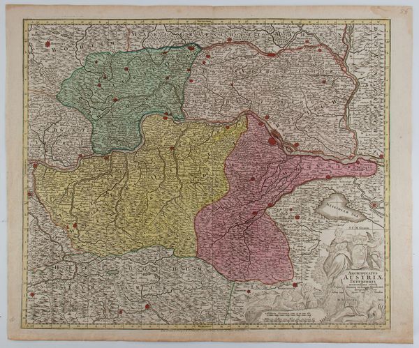 Matthaus Seutter : Archiducatus Austriae inferioris accuratissima tabula  - Asta Stampe antiche e moderne, disegni e carte geografiche - Associazione Nazionale - Case d'Asta italiane