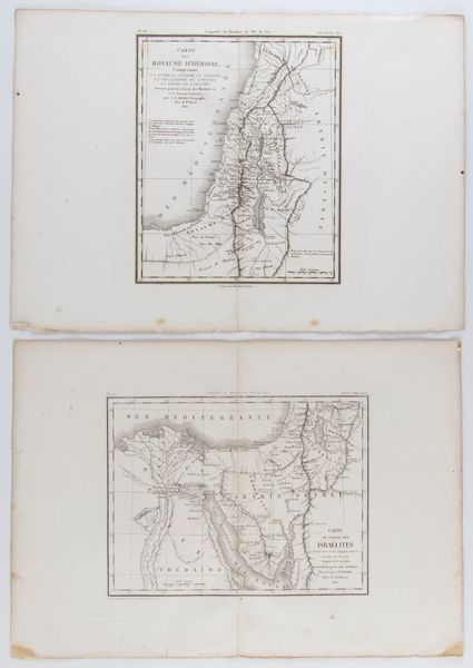 Antoine Rémy Frémin : Carte du voyage des Israelites - Carte du royaume d'Hérode  - Asta Stampe antiche e moderne, disegni e carte geografiche - Associazione Nazionale - Case d'Asta italiane