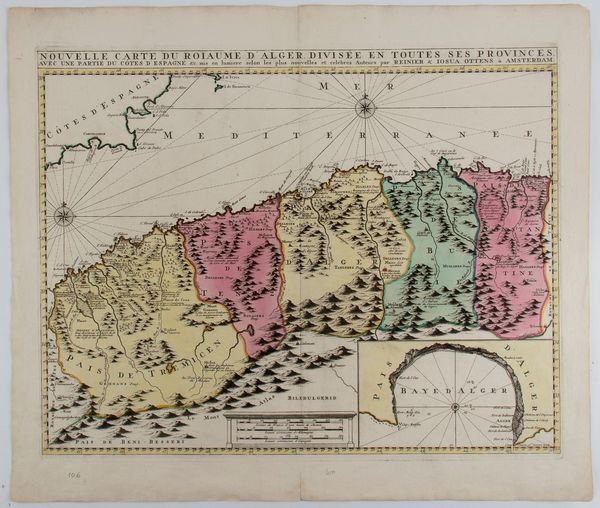 Reinier Ottens : Nouvelle carte du roiaume d'Alger divisée en toutes ses provinces  - Asta Stampe antiche e moderne, disegni e carte geografiche - Associazione Nazionale - Case d'Asta italiane