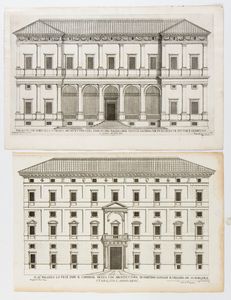 Pietro Ferrerio : Palazzo de Chigi alla Lungara - Palazzo Branconio dell'Aquila - Palazzo del Cardinal Dezza  - Asta Stampe antiche e moderne, disegni e carte geografiche - Associazione Nazionale - Case d'Asta italiane